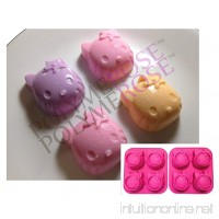 SET OF TWO HELLO KITTY Molds Pans for Candy Desserts Soaps and Crafts. (4 Cavity Each; 8 Cavity Total) Silicone by POLYMEROSE T.M. - B009OLMXVA